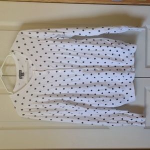 Black and white polka dot button-up sweater